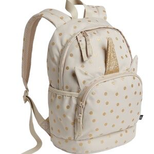 Gap Kids Polka Dot/Unicorn Backpack & Lunch Bag- Khaki and Gold Metallic